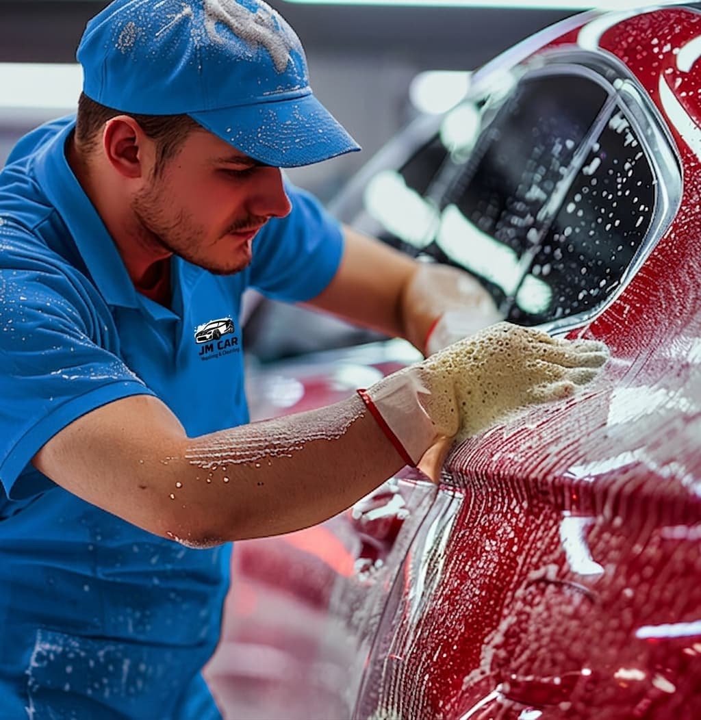 JM Car Wash professional cleaning a vehicle